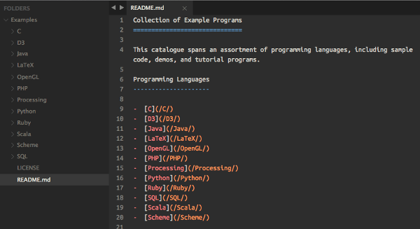 code examples various programming languages